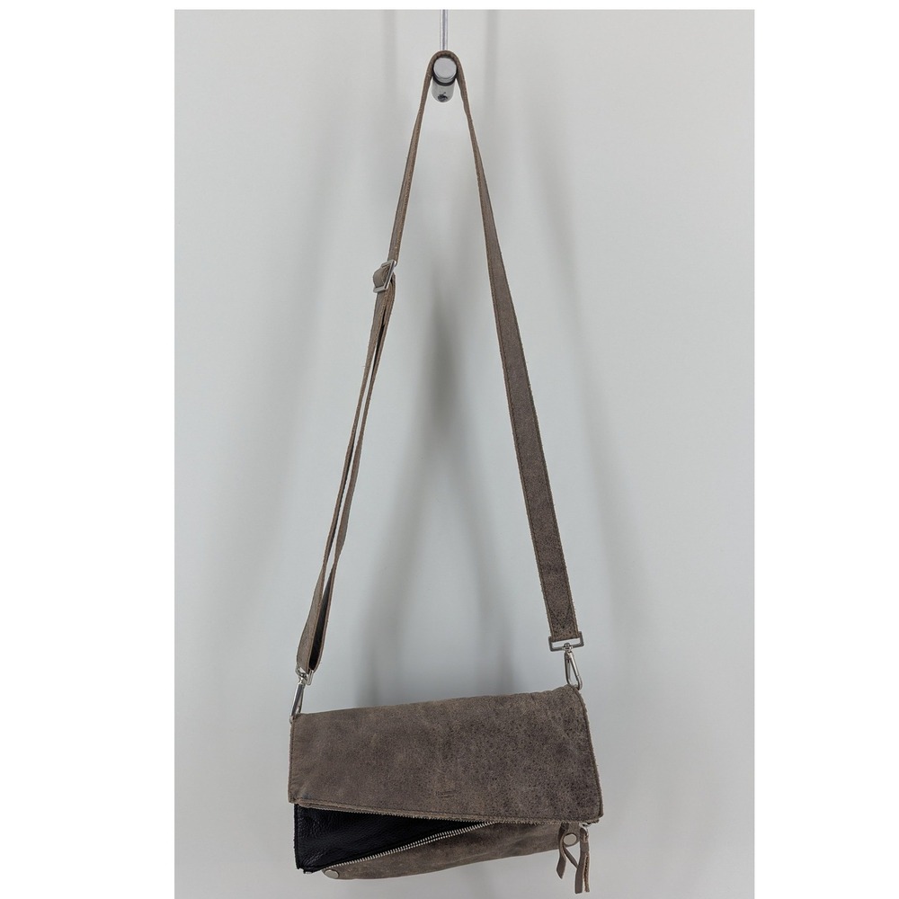 Hammitt Dillon Medium 6-Way Crossbody Bag Black Pewter Distressed Leather Grey